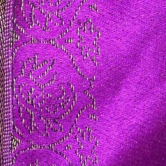 Unbranded Scarf Womens Long Rectangle Purple Floral Classic Boho Woven Fringe - Picture 12 of 12